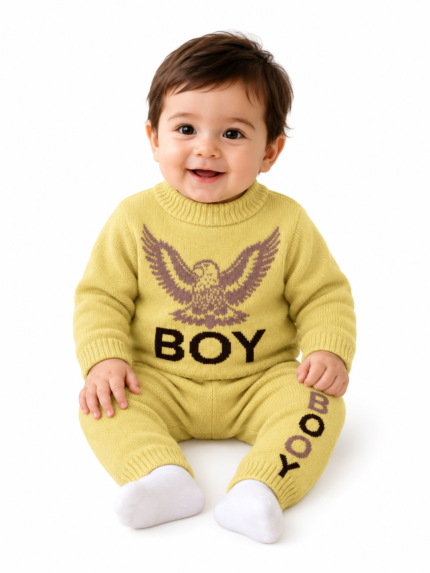 Eagle Boy Knitted Winter Co-ord Set – Yellow