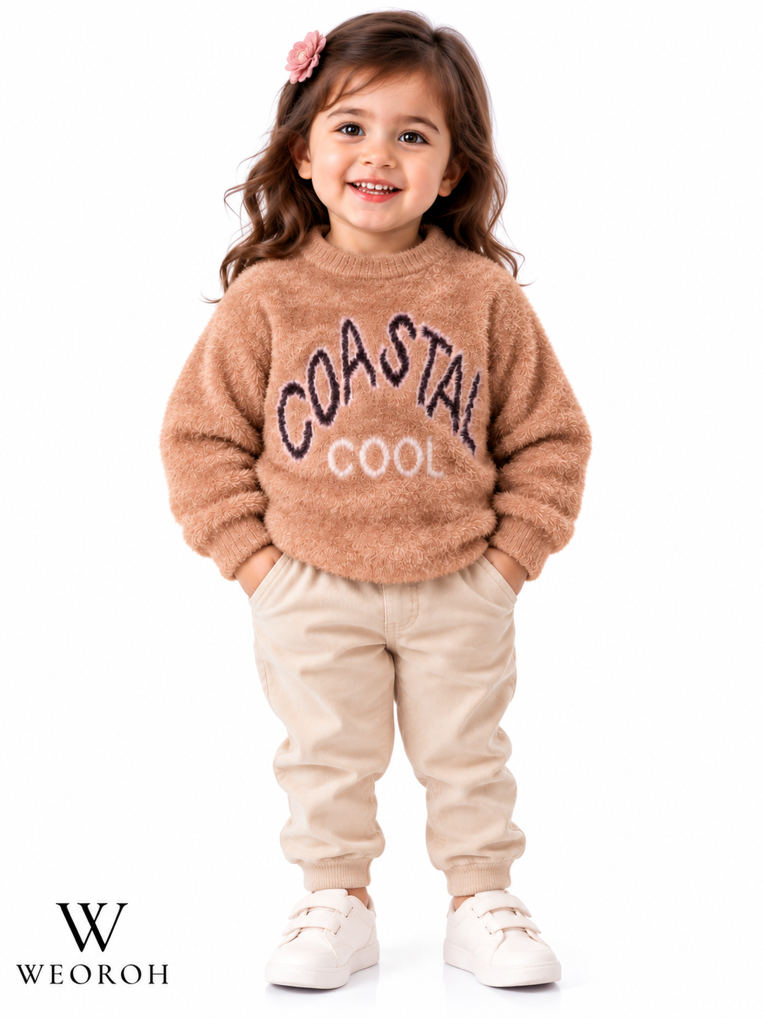 Cheerful Girl in Coastal Cool Sweater