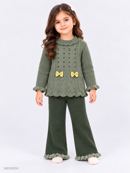 Sage Bow Winter Knit Co-ord Set